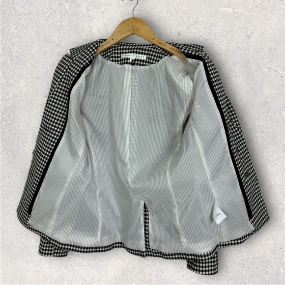 Veronica Beard Caldwell Dickey Blazer Jacket Black White Gingham Size 6 Plaid - Picture 4 of 8